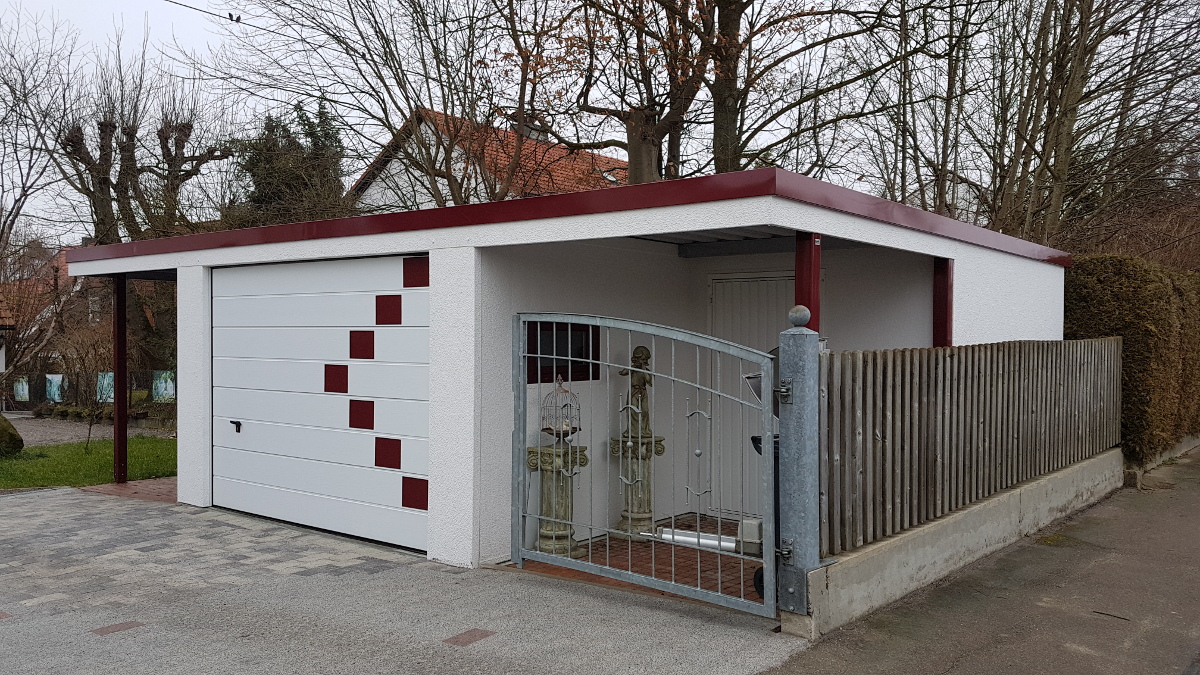 Einzelgarage und Anbau-Carport mit Geräteraum - BRANDL